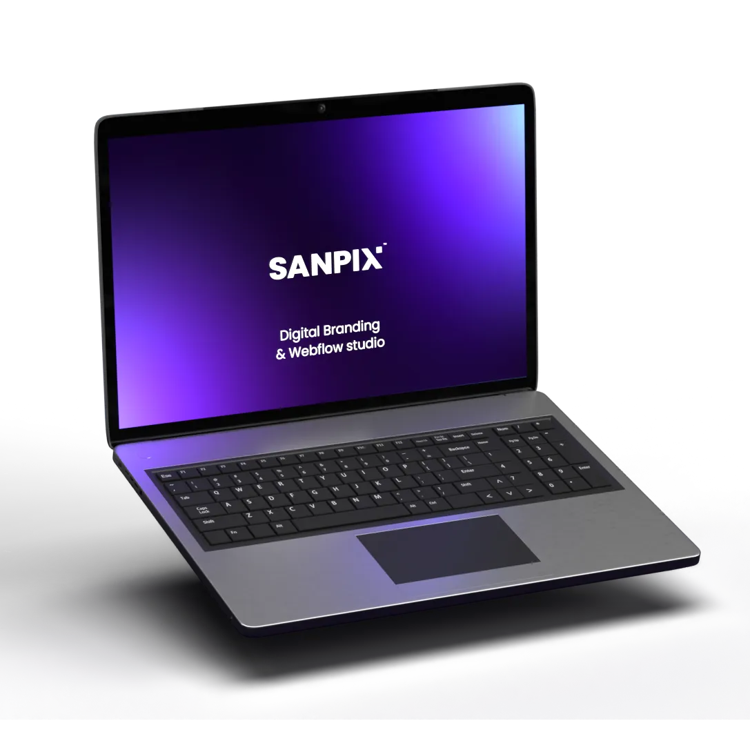 Wizualizacja laptopa 3D z tapetą sanpix.studio